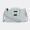 Fashnzfab Belt Buckle Pointed Wristlet Clutch / Crossbody Bag In Gray