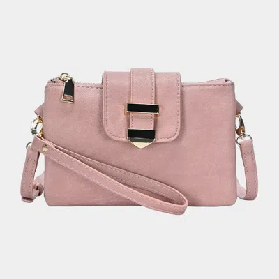Fashnzfab Belt Buckle Pointed Wristlet Clutch / Crossbody Bag In Pink