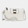 Fashnzfab Belt Buckle Pointed Wristlet Clutch / Crossbody Bag In White