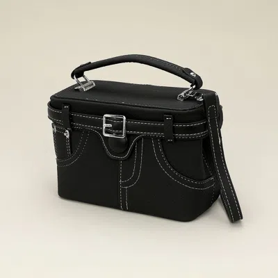 Fashnzfab Belt Pants Shape Box Hand Bag / Crossbody Bag In Black