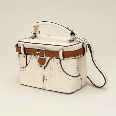 Fashnzfab Belt Pants Shape Box Hand Bag / Crossbody Bag In Sand