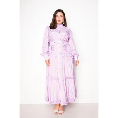 Fashnzfab Belted Shirt Dress With Ruffle Detail In Purple