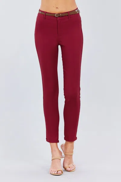 Fashnzfab Belted Textured Long Pants In White