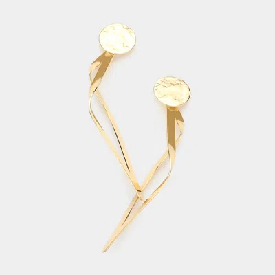 Fashnzfab Bent Marquise Shaped Metal Dangle Earrings In Gold