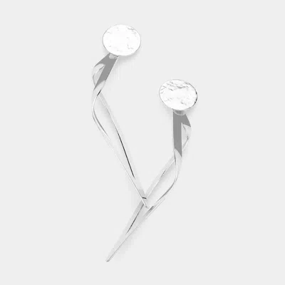 Fashnzfab Bent Marquise Shaped Metal Dangle Earrings In Silver