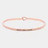 Fashnzfab Best Day Ever Thin Brass Metal Hook Bracelet Rose Gold In Multi