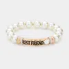 Fashnzfab Best Friend Message Pearl Stretch Bracelet Worn Gold In Multi