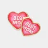 Fashnzfab Best Mom Message Heart Stud Earrings In Pink
