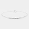 Fashnzfab Best Sister Ever Thin Brass Metal Hook Bracelet Rhodium In Multi