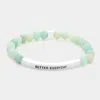 Fashnzfab Better Everyday Message Natural Stone Stretch Bracelet Mint In Green