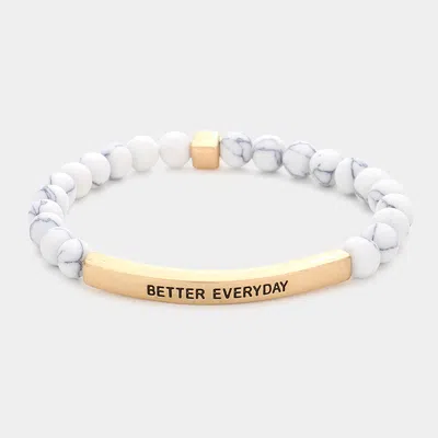 Fashnzfab Better Everyday Message Natural Stone Stretch Bracelet White