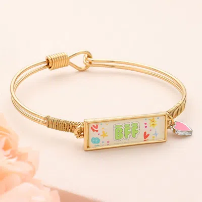 Fashnzfab Bff Enamel Heart Charm Message Hook Bracelet Two Tone In Multi