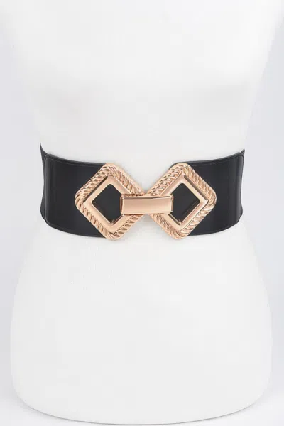 Fashnzfab Big Metal Buckle Stretch Plus Size Belt In Pink