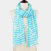 Fashnzfab Bird Stripe Print Scarf In Blue