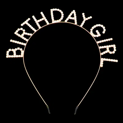 Fashnzfab Stone Embellished Birthday Girl Message Headband In Black