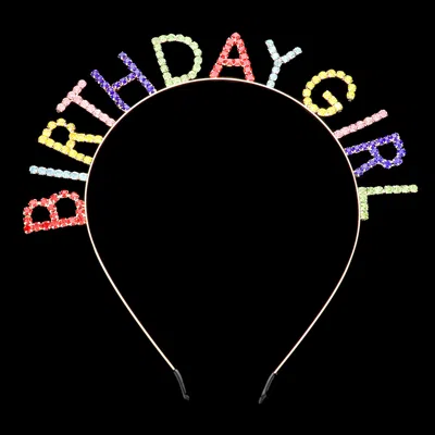 Fashnzfab Birthday Girl Rhinestone Headband In Multi