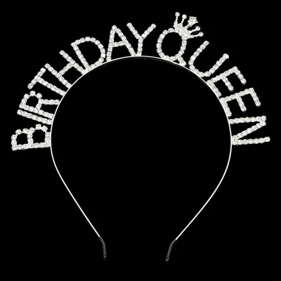 Fashnzfab Birthday Queen Rhinestone Embellished Headband In Silver