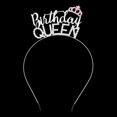 Fashnzfab Birthday Queen Rhinestone Metal Headband In Multi