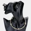 Fashnzfab Bitch Metal Message Pendant Stone Choker Necklace In Metallic