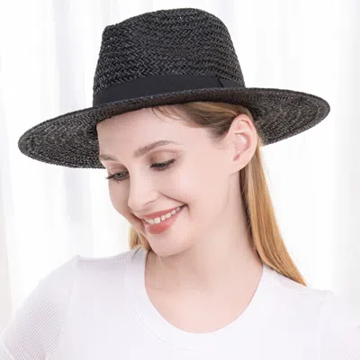 Fashnzfab Black Band Straw Panama Sun Hat