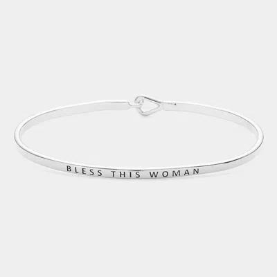 Fashnzfab Bless This Woman Thin Brass Metal Hook Bracelet Rhodium In Multi
