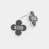 Fashnzfab Faith Leather Quatrefoil Clover Stud Earring In Brown