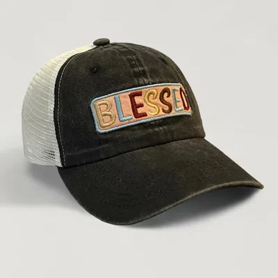 Fashnzfab Blessed Message Mesh Back Baseball Cap In Black