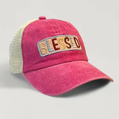 Fashnzfab Blessed Message Mesh Back Baseball Cap In Pink