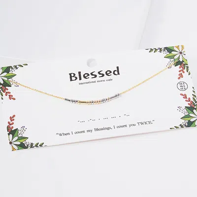 Fashnzfab Blessed Message Morse Code Pendant Necklace In Gold