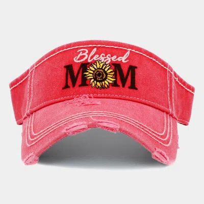 Fashnzfab Blessed Mom Sunflower Vintage Visor Hat In Pink