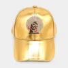 Fashnzfab Bling Afro Baseball Cap In Gold