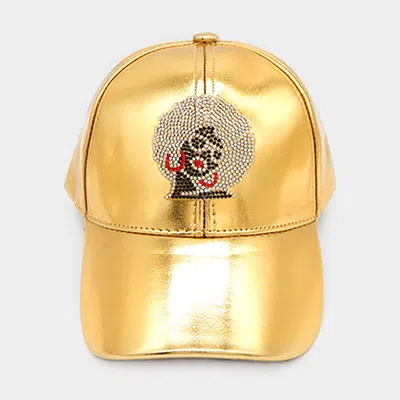 Fashnzfab Bling Afro Baseball Cap In Gold
