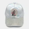Fashnzfab Bling Afro Girl Accented Baseball Cap In Silver