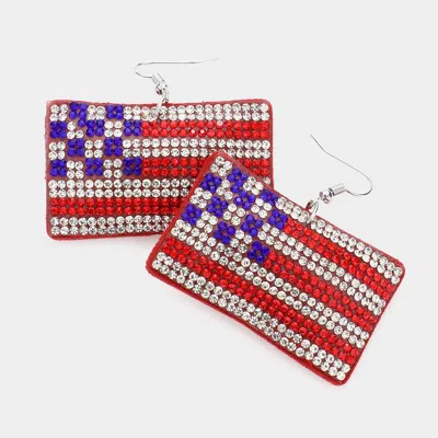 Fashnzfab Bling American Usa Flag Dangle Earrings In Multi