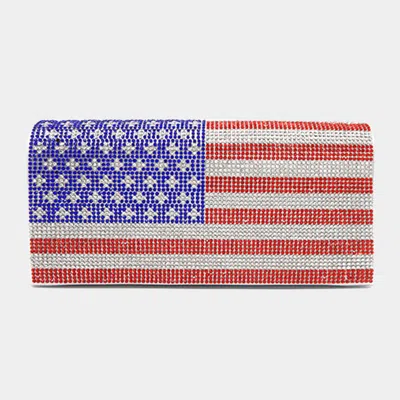 Fashnzfab Bling American Usa Flag Evening Clutch Crossbody Bag In Multi