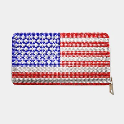Fashnzfab Bling American Usa Flag Zipper Wallet In Multi