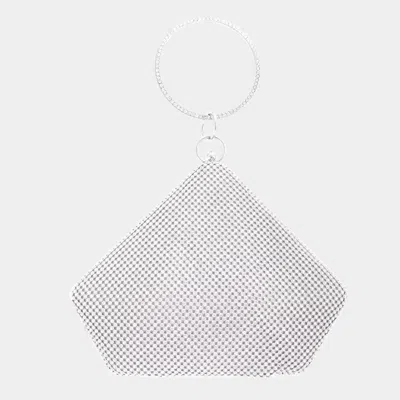 Fashnzfab Bling Angled Evening Tote / Crossbody Bag In Silver