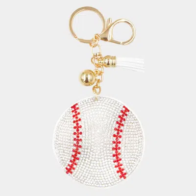Fashnzfab Bling Baseball Tassel Keychain In Gold