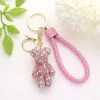 Fashnzfab Bling Bear Figure Faux Leather Strap Keychain In Multi