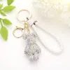 Fashnzfab Bling Bear Figure Faux Leather Strap Keychain In White