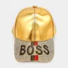 Fashnzfab Bling Boss Message Baseball Cap In Gold