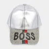 Fashnzfab Bling Boss Message Baseball Cap In Silver