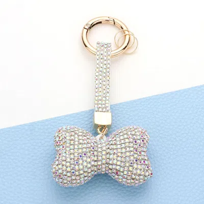 Fashnzfab Bling Bow Keychain In Silver