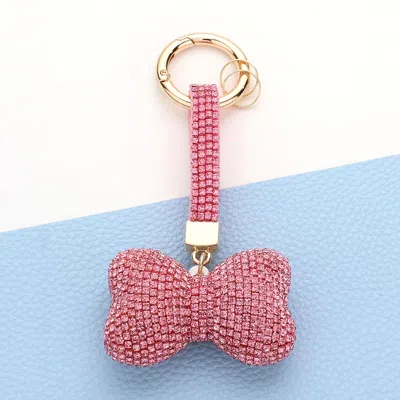 Fashnzfab Bling Bow Keychain In Pink
