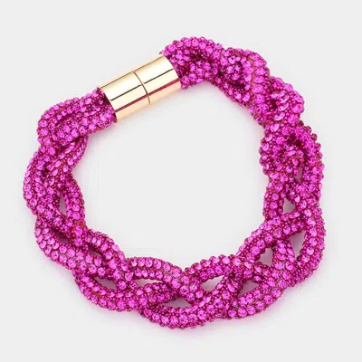 Fashnzfab Bling Braided Magnetic Bracelet Fuchsia In Pink