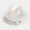Fashnzfab Bling Bride Message Pointed Western Cowboy Hat In White