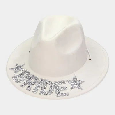 Fashnzfab Bling Bride Message Pointed Western Cowboy Hat In White