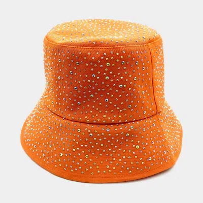 Fashnzfab Bling Bucket Hat In Orange