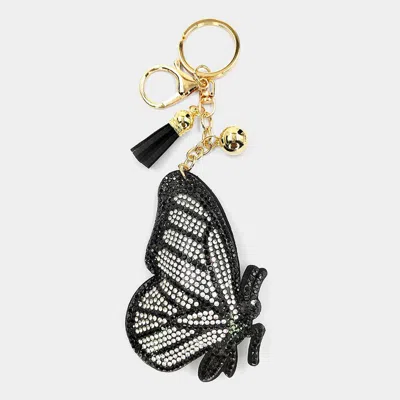 Fashnzfab Bling Butterfly Tassel Keychain In Black