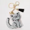 Fashnzfab Bling Cat Tassel Keychain In Black
